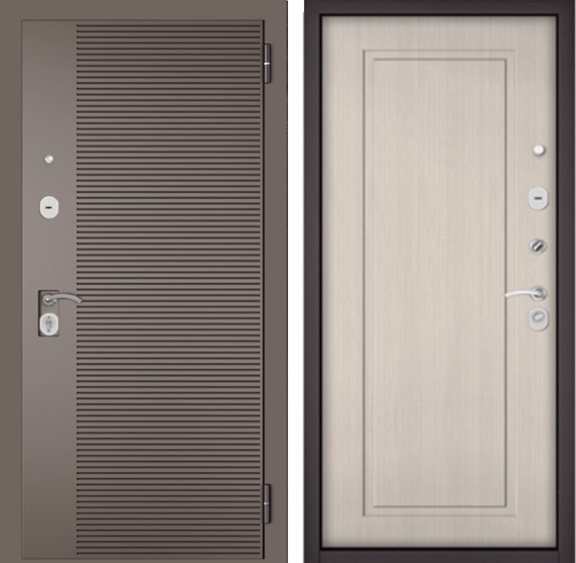 Фото Дверь Бульдорс TRUST ECO - 90 Букле Шоколад,Эмаль капучино 160, Дуб шале белый 0 DIS006933