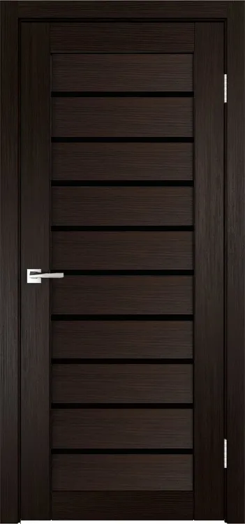 Фото Межкомнатная дверь Легенда X-2 тон Венге Остекление Лакобель черное